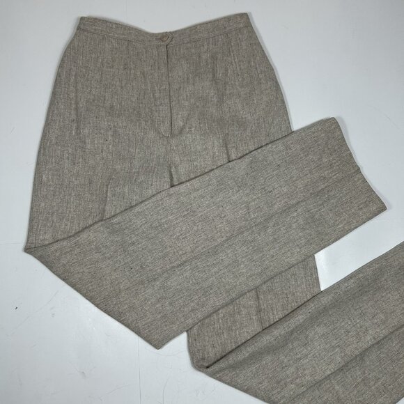 Haberdashery Collection By Personal Beige Ivory Pants Tweed Straight Lined Sz 12 - Picture 1 of 8